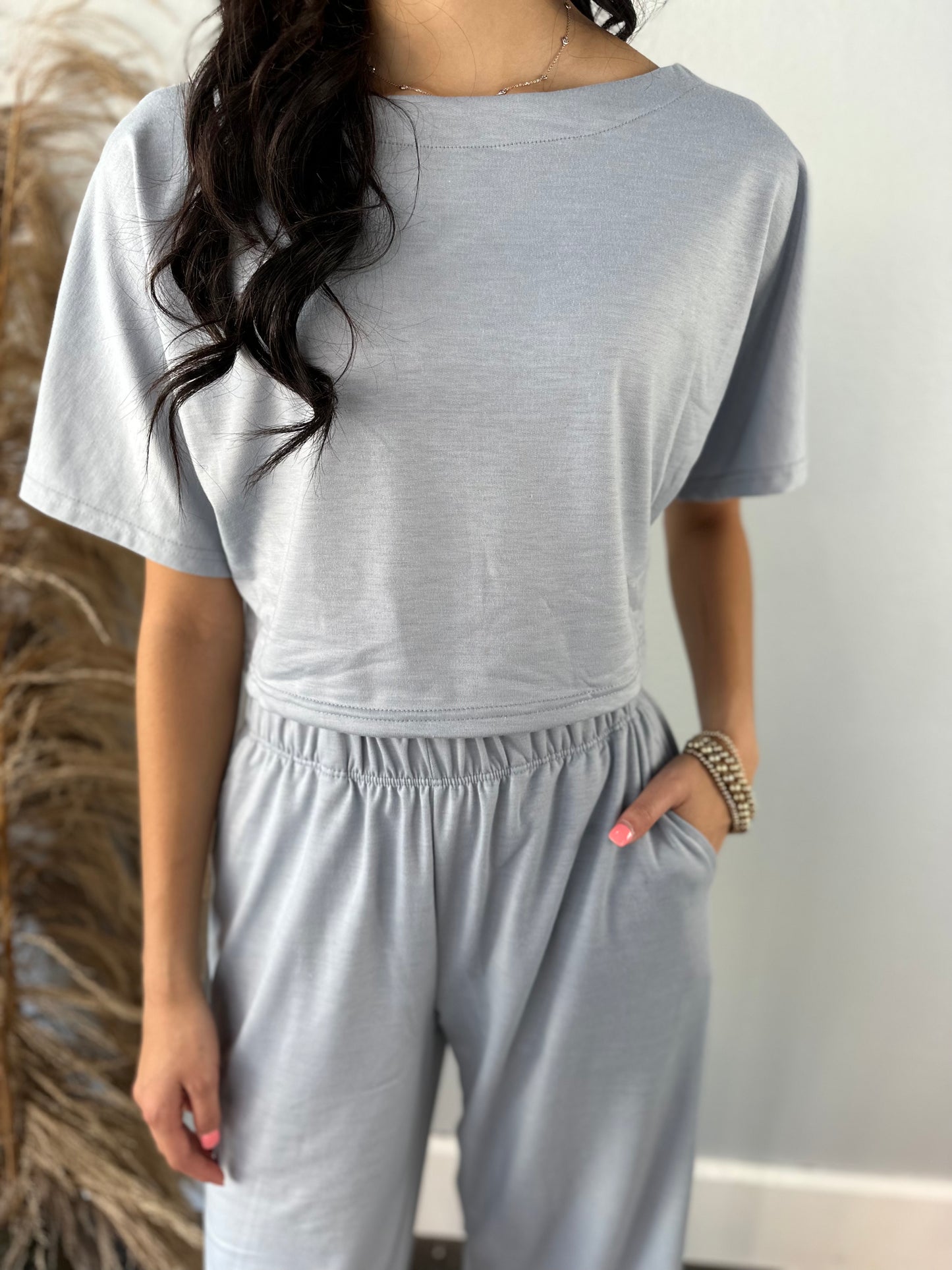BLUE/GREY TOP & PANT SET