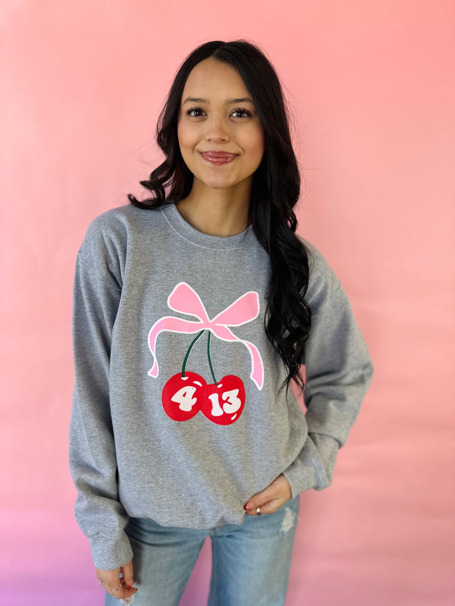 4:13 CHERRY GREY SWEATSHIRT