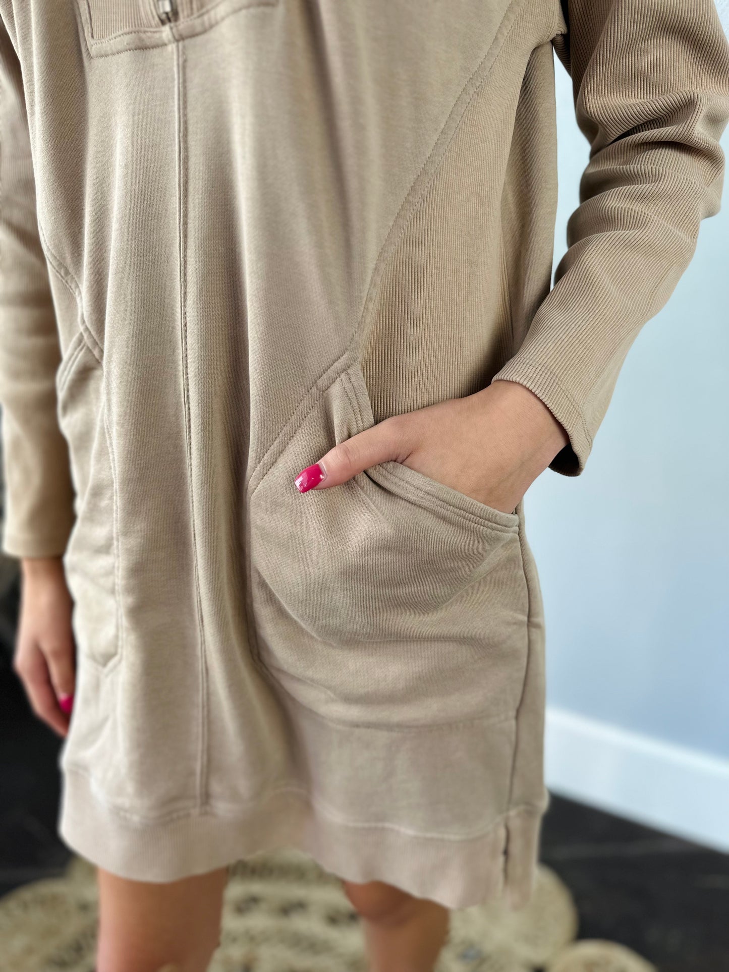 SOFT MOCHA FRONT ZIP DRESS