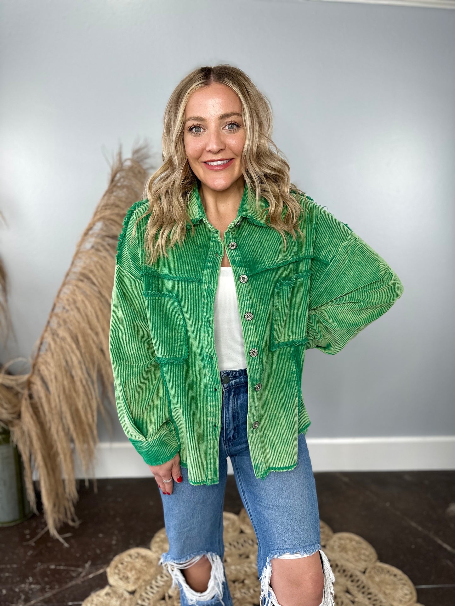GREEN CORD SHACKET