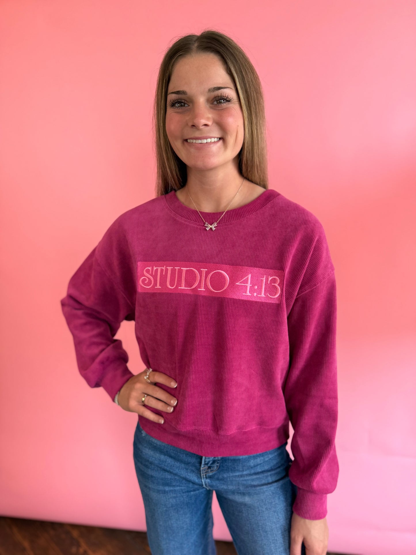 VELVET CORDED STUDIO 4:13 SWEATSHIRT