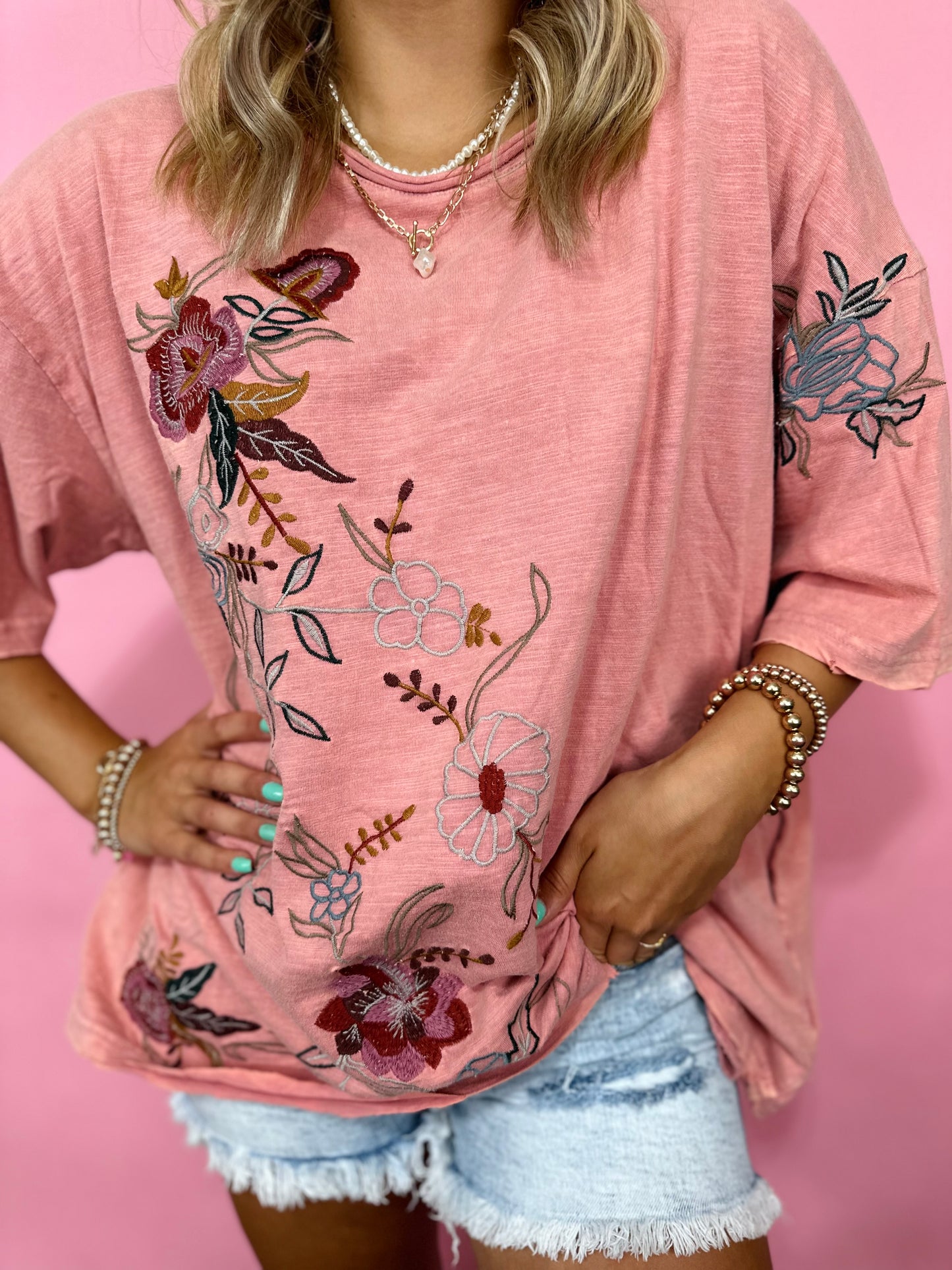 SMOKEY MAUVE EMBROIDERED TOP