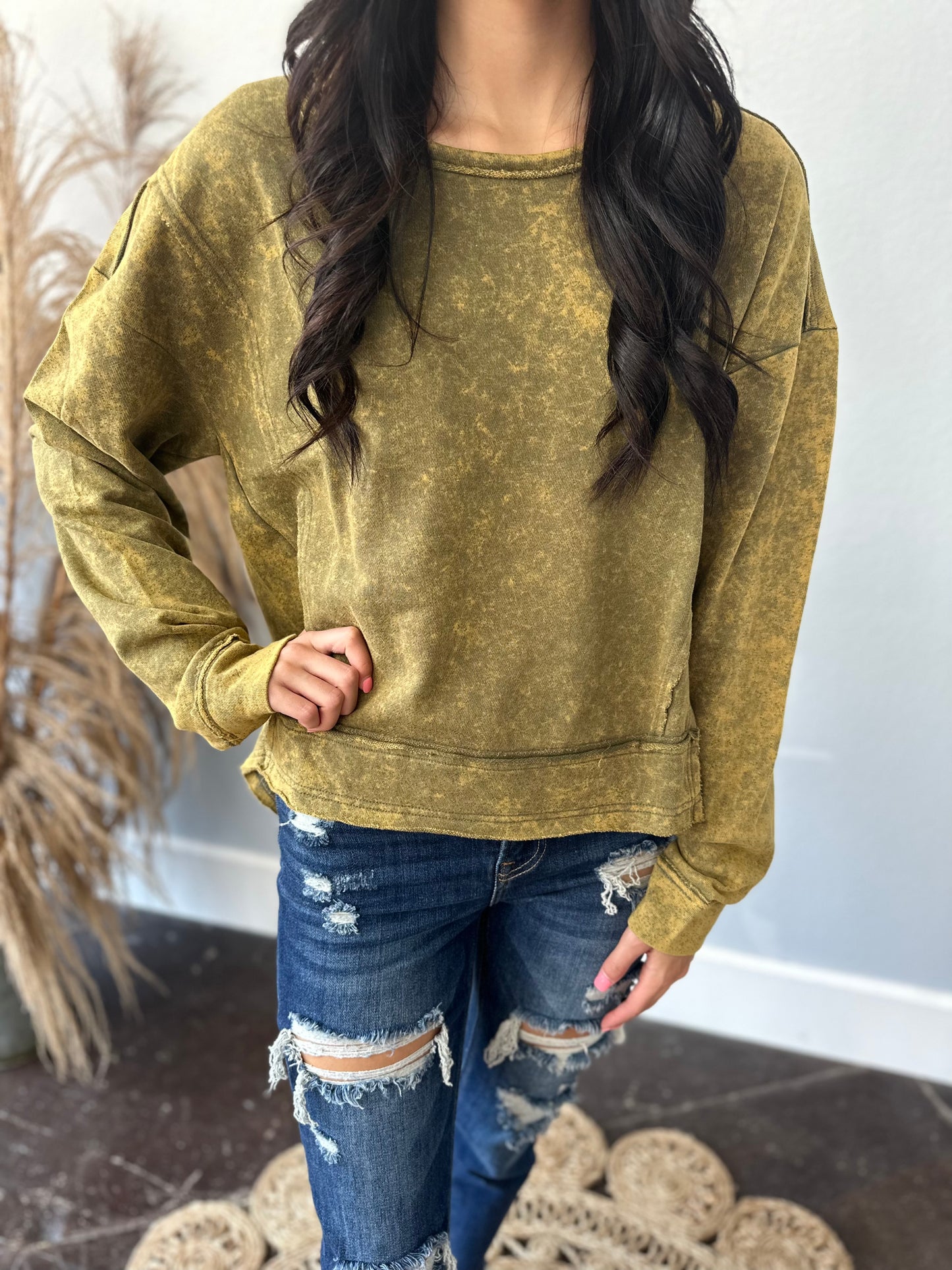 VINTAGE OLIVE TERRY TOP