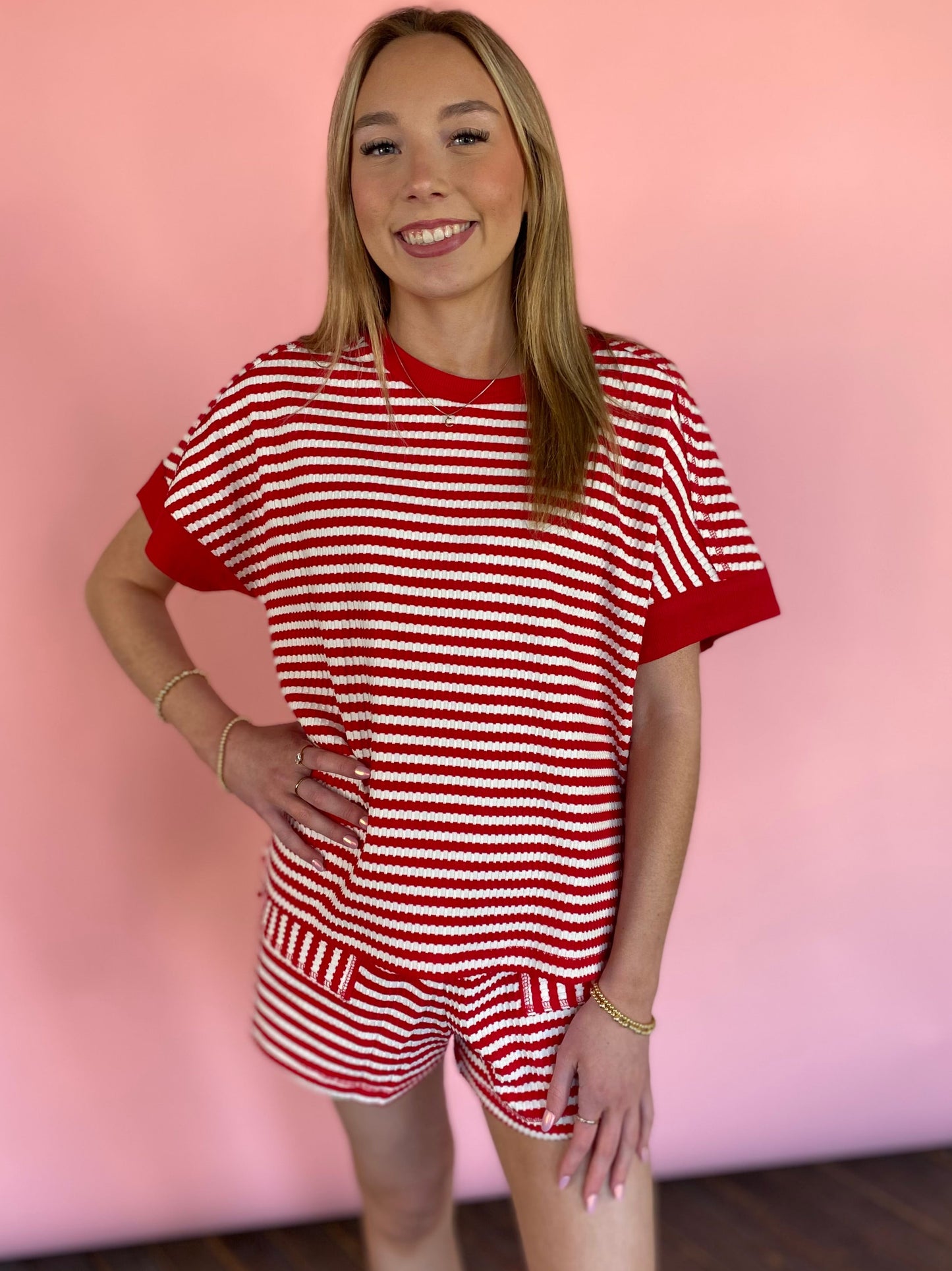 RED CUTE COMFY SHORT SET