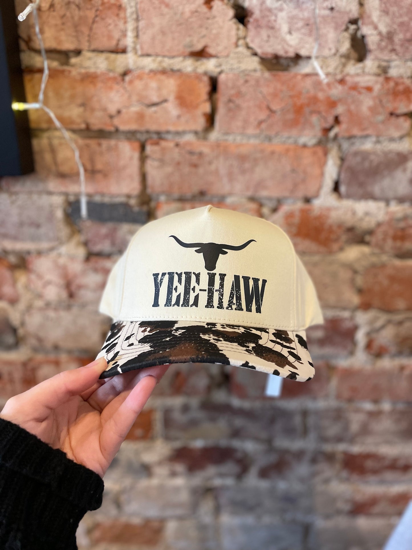 YEE-HAW COWHIDE BRIM HAT