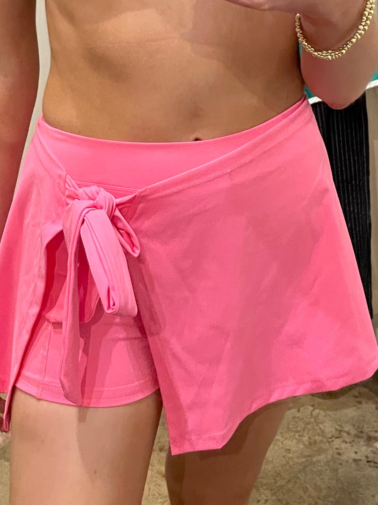 HOT PINK WRAP TIE SKORT