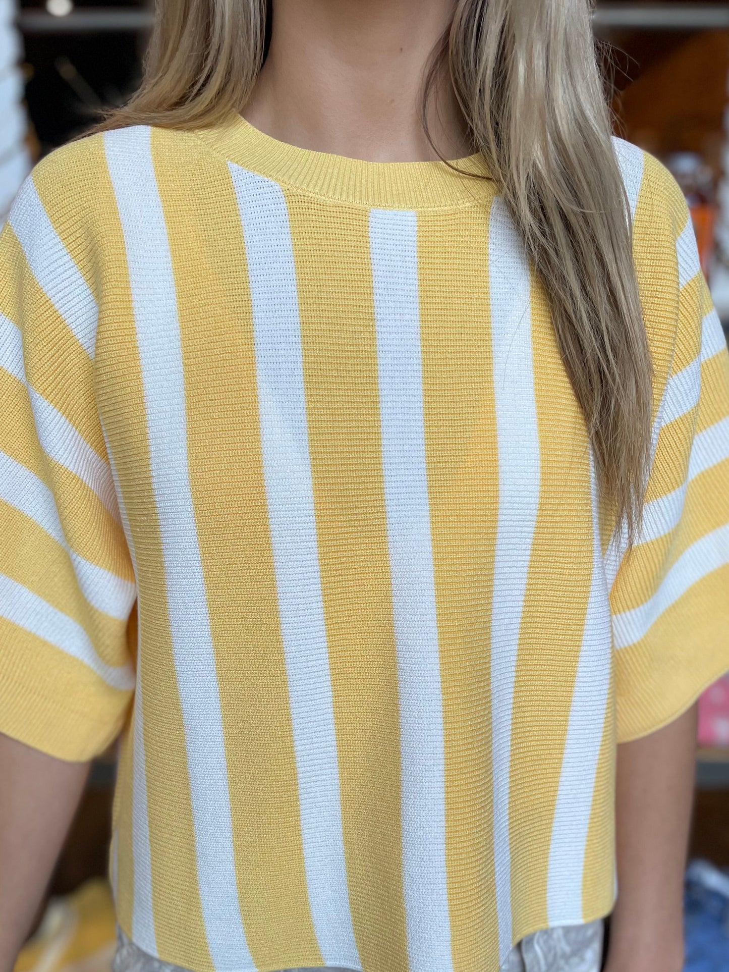YELLOW VERTICAL STRIPE TOP