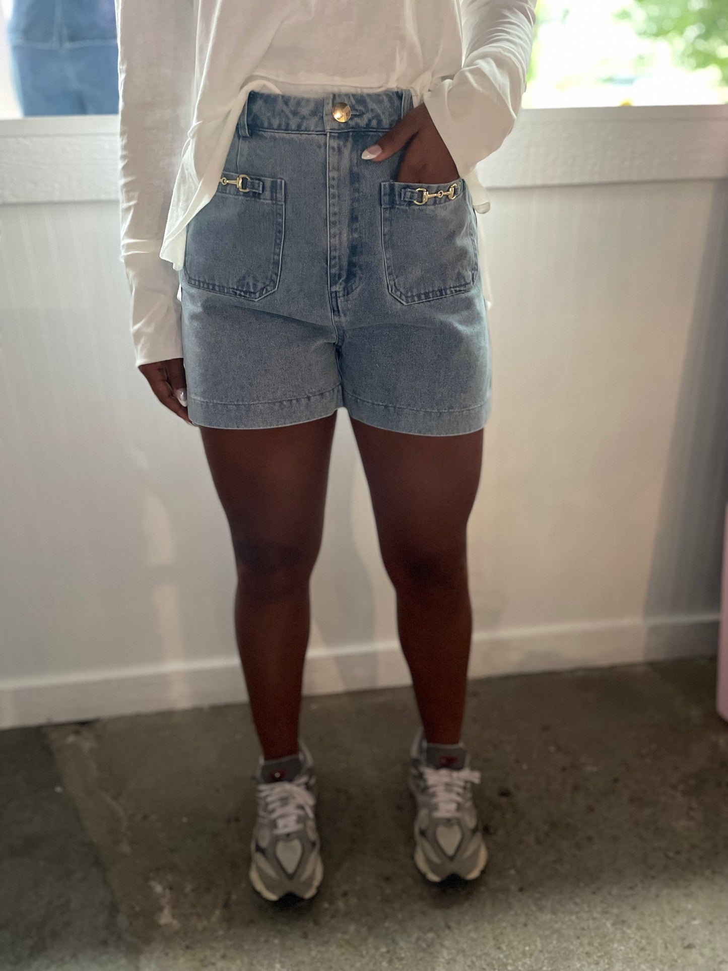 SNAFFLE BIT DENIM SHORTS