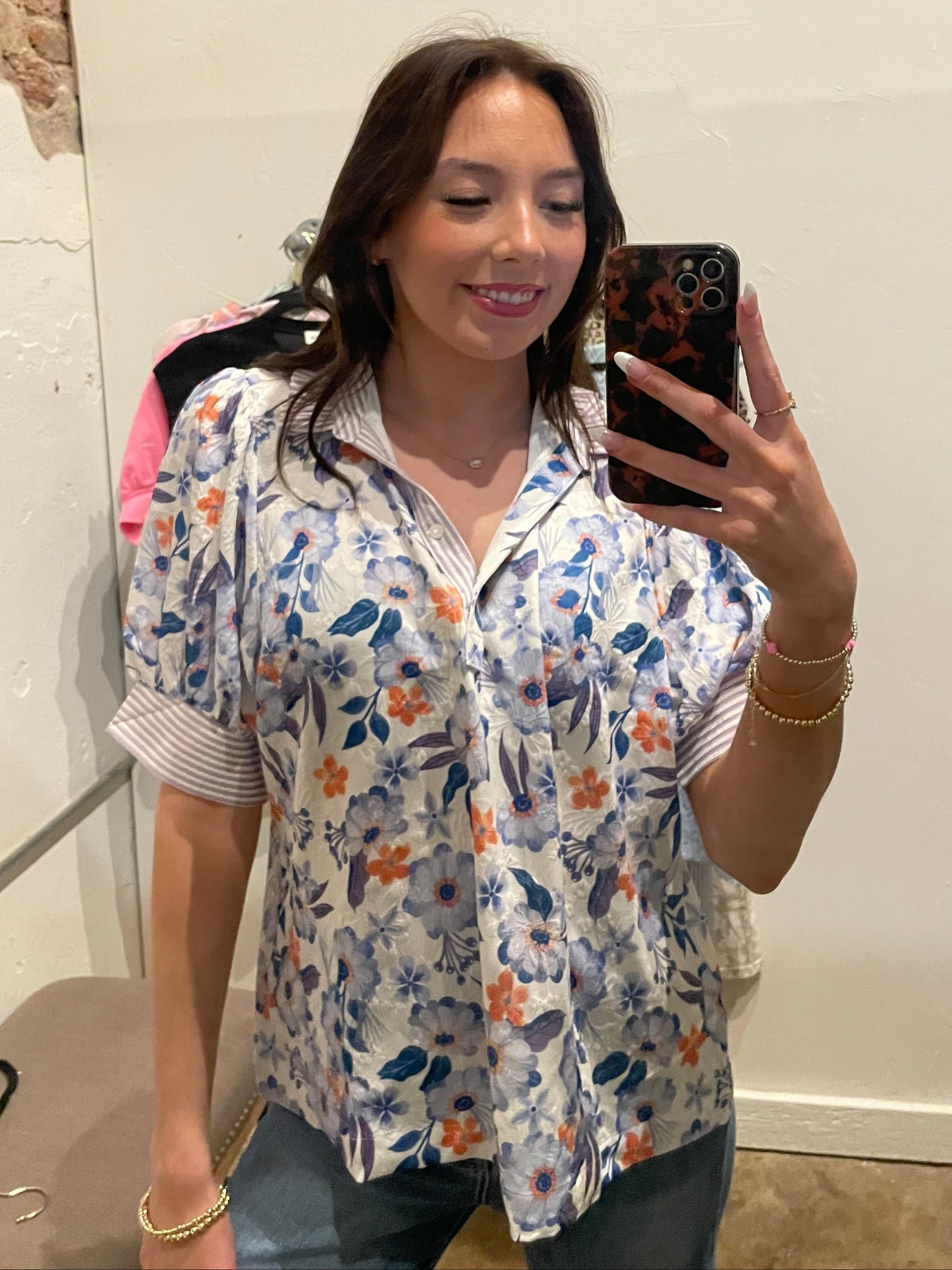 LILAC STRIPED FLORAL TOP