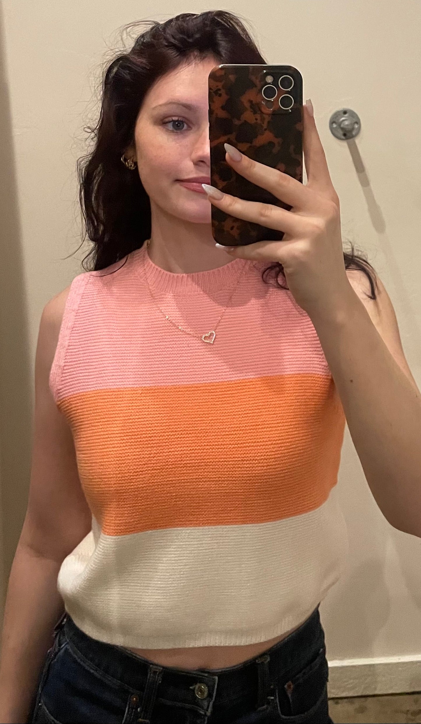 PINK/ORANGE/CREAM SWEATER TANK