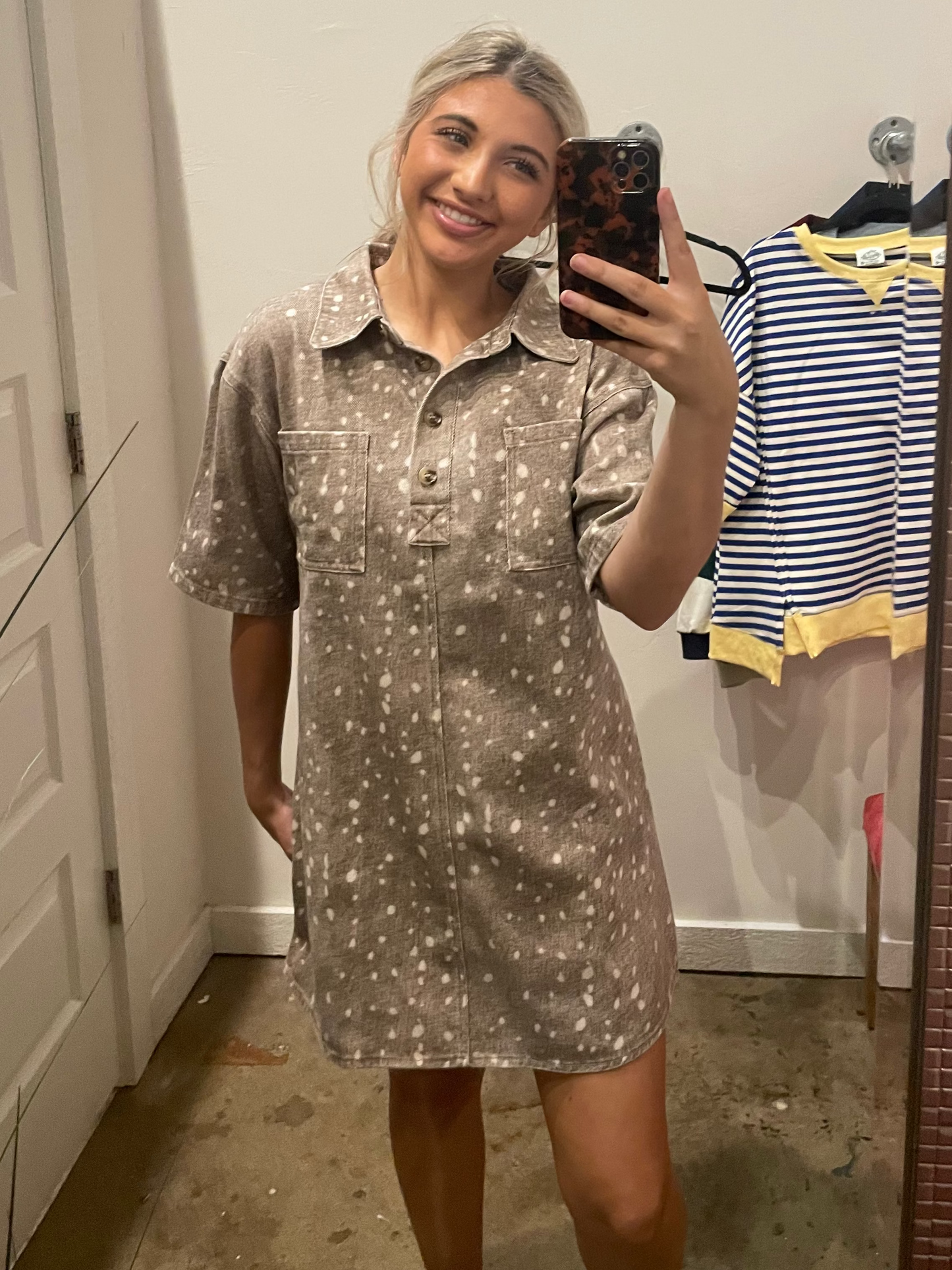 BROWN FAWN DENIM DRESS