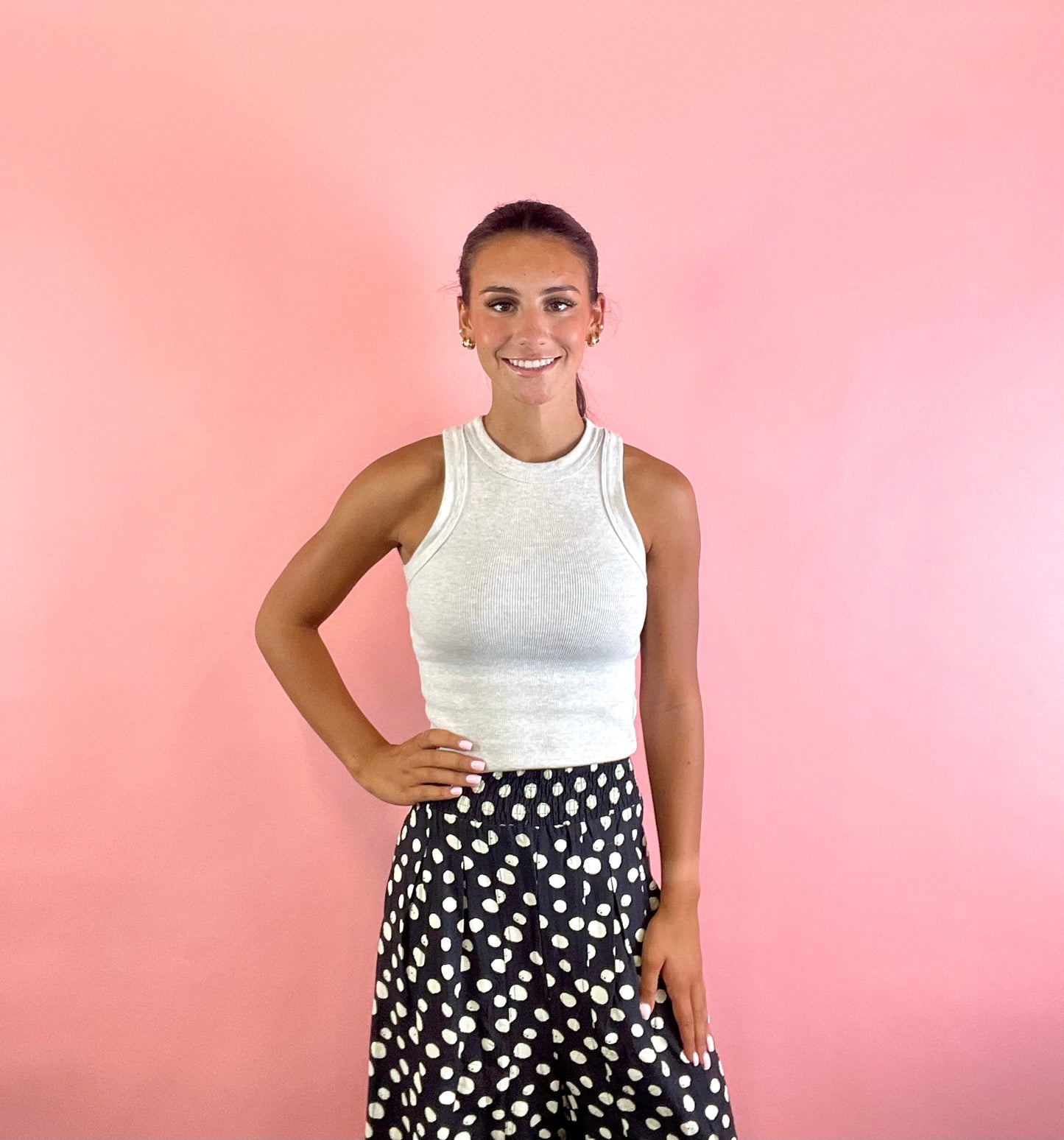 BLACK W/CREAM POLK-A-DOT PANTS