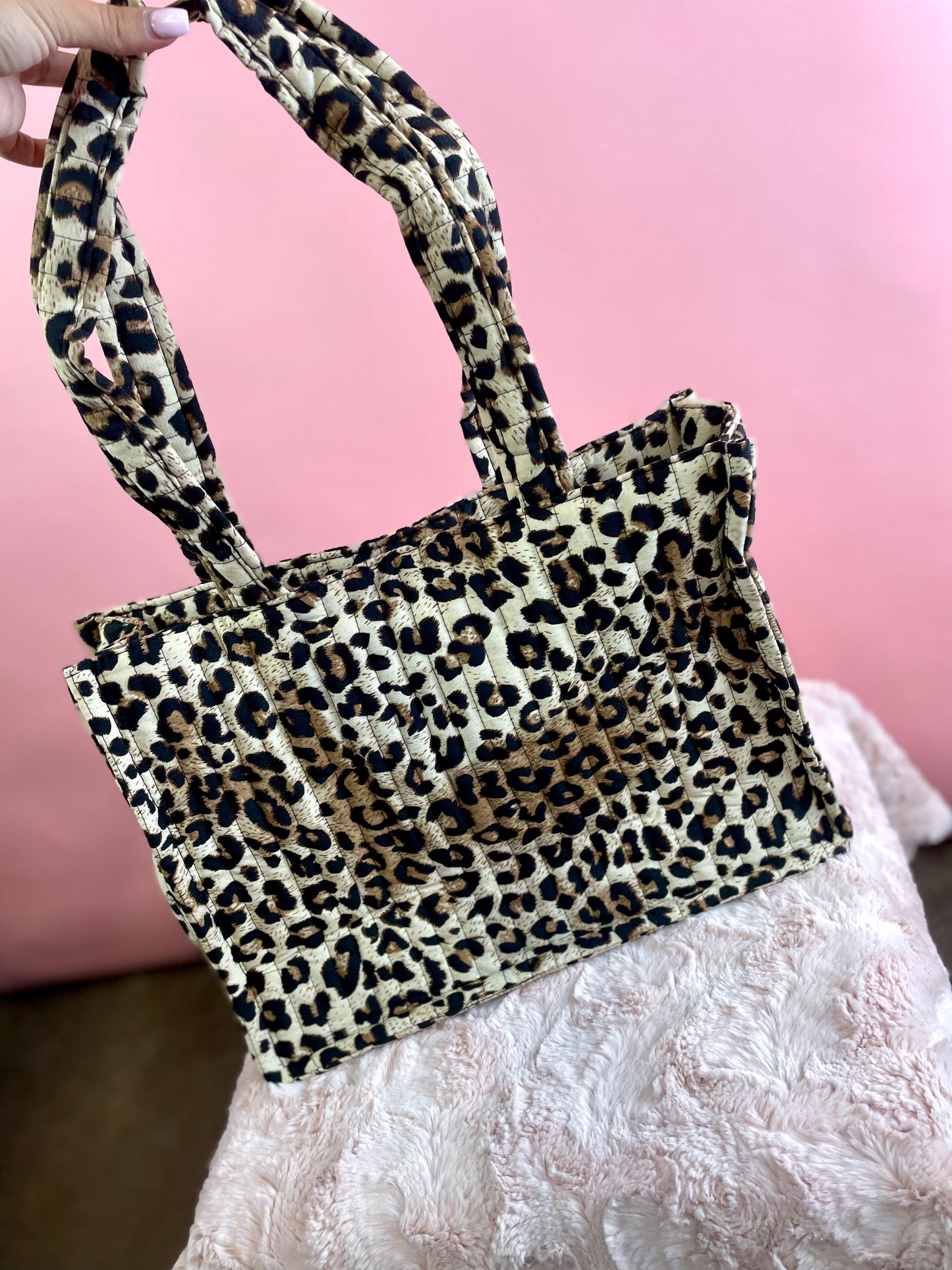 QUILTED LEOPARD TOTE