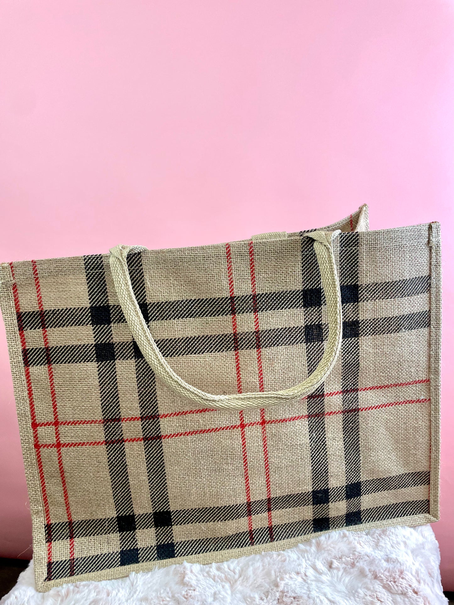 BB BURLAP LARGE TOTE