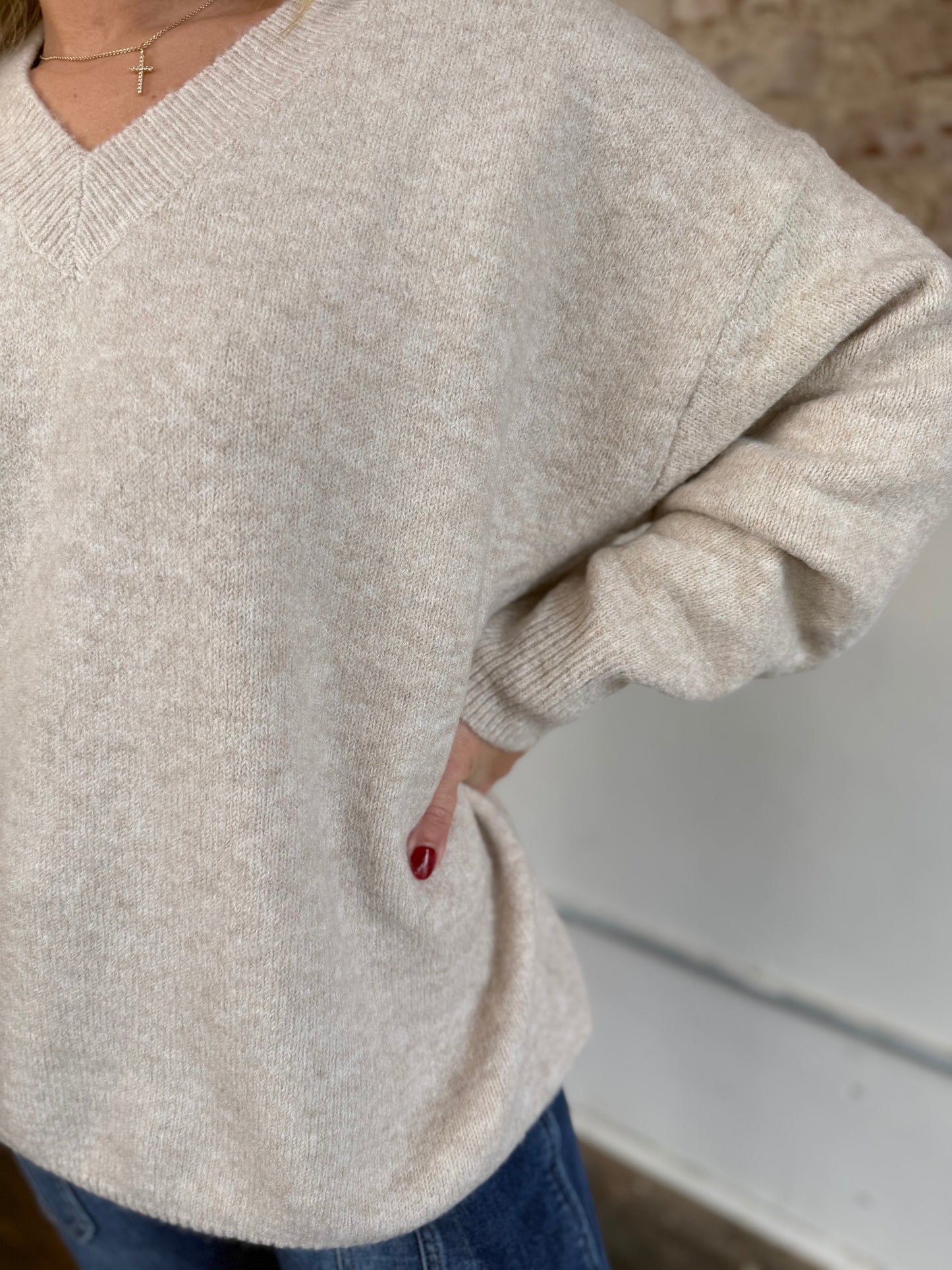 CREAM MARBLED SWEATER