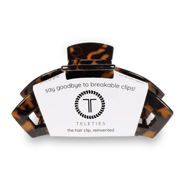 LARGE BROWN TORTOISE TELETIES OPEN HAIR CLIP