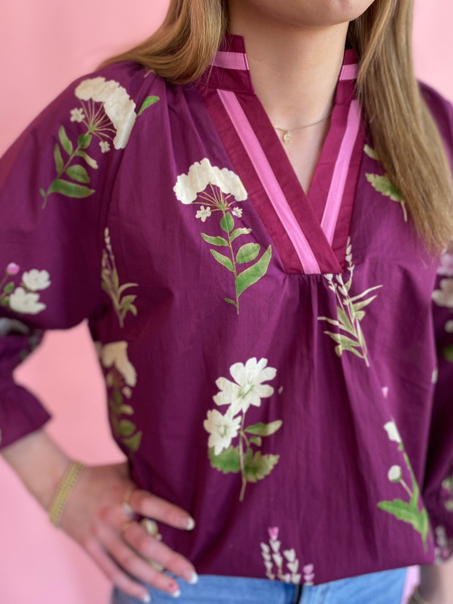 PLUM L/W FLORAL TOP