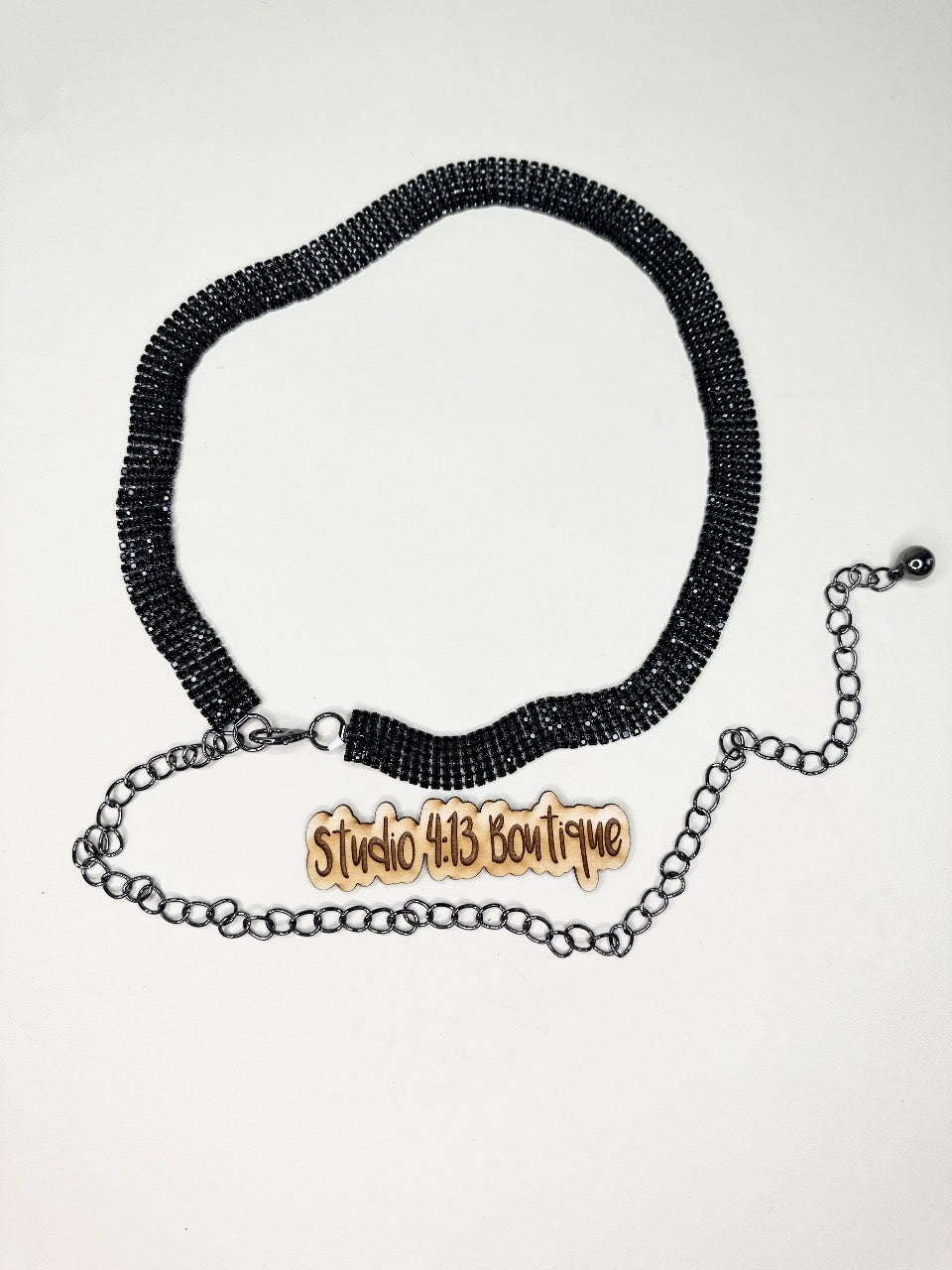 BLACK RHINESTONE BELT