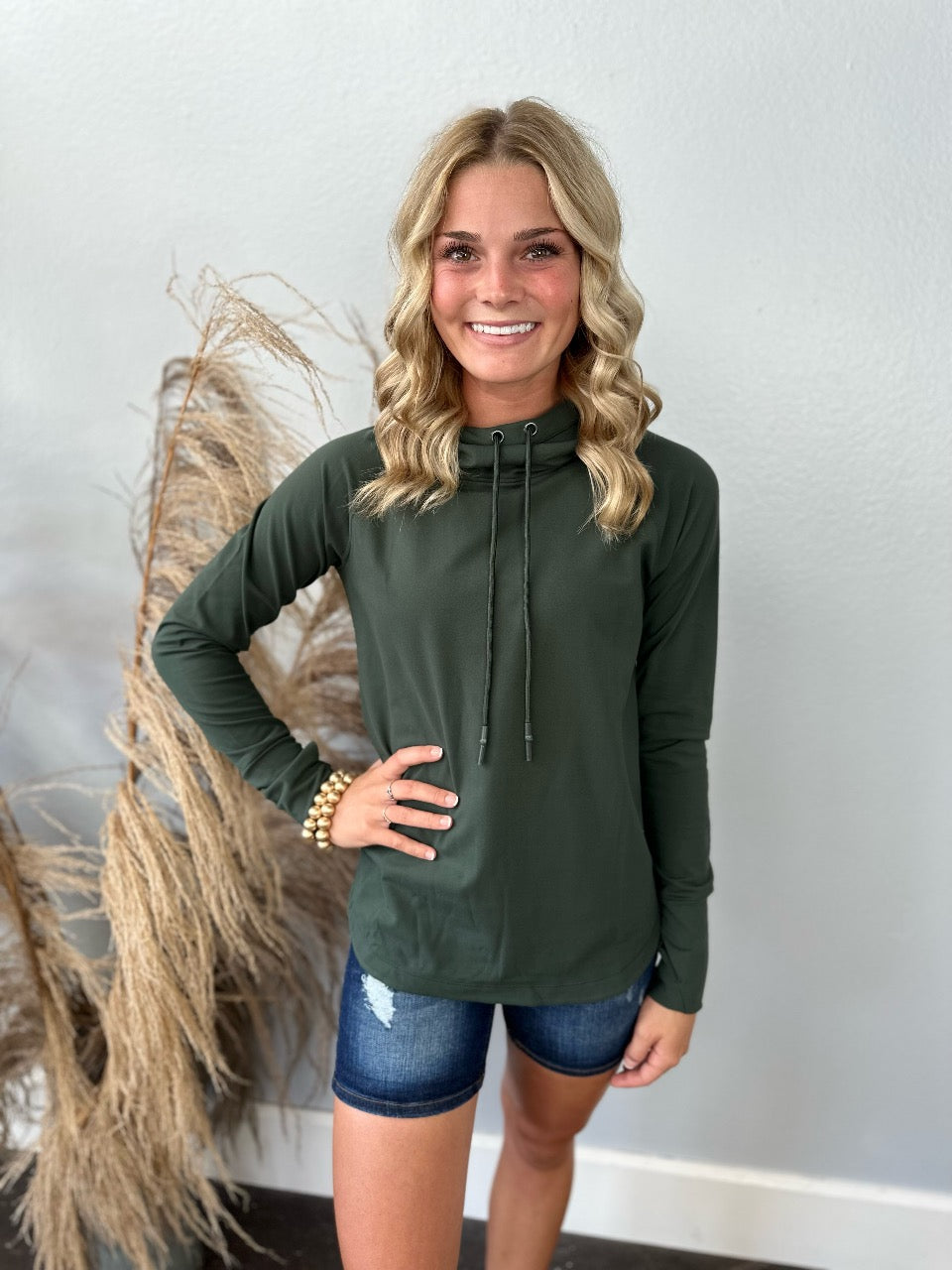 GREEN HOODIE TOP