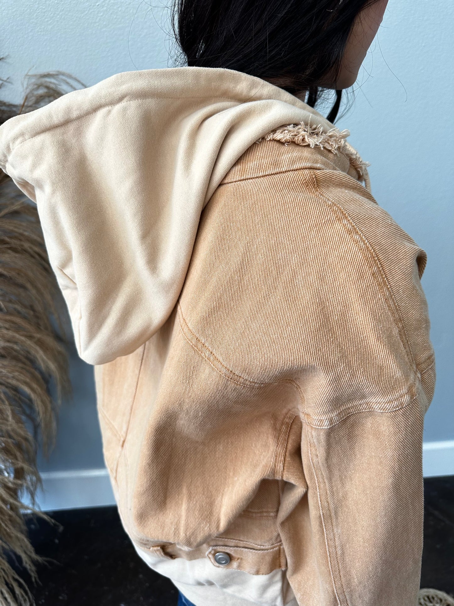 TAN DENIM HOODIE JACKET