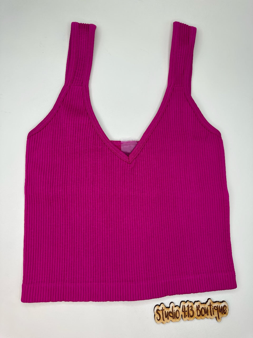 HOT PINK RIBBED HALF TANK