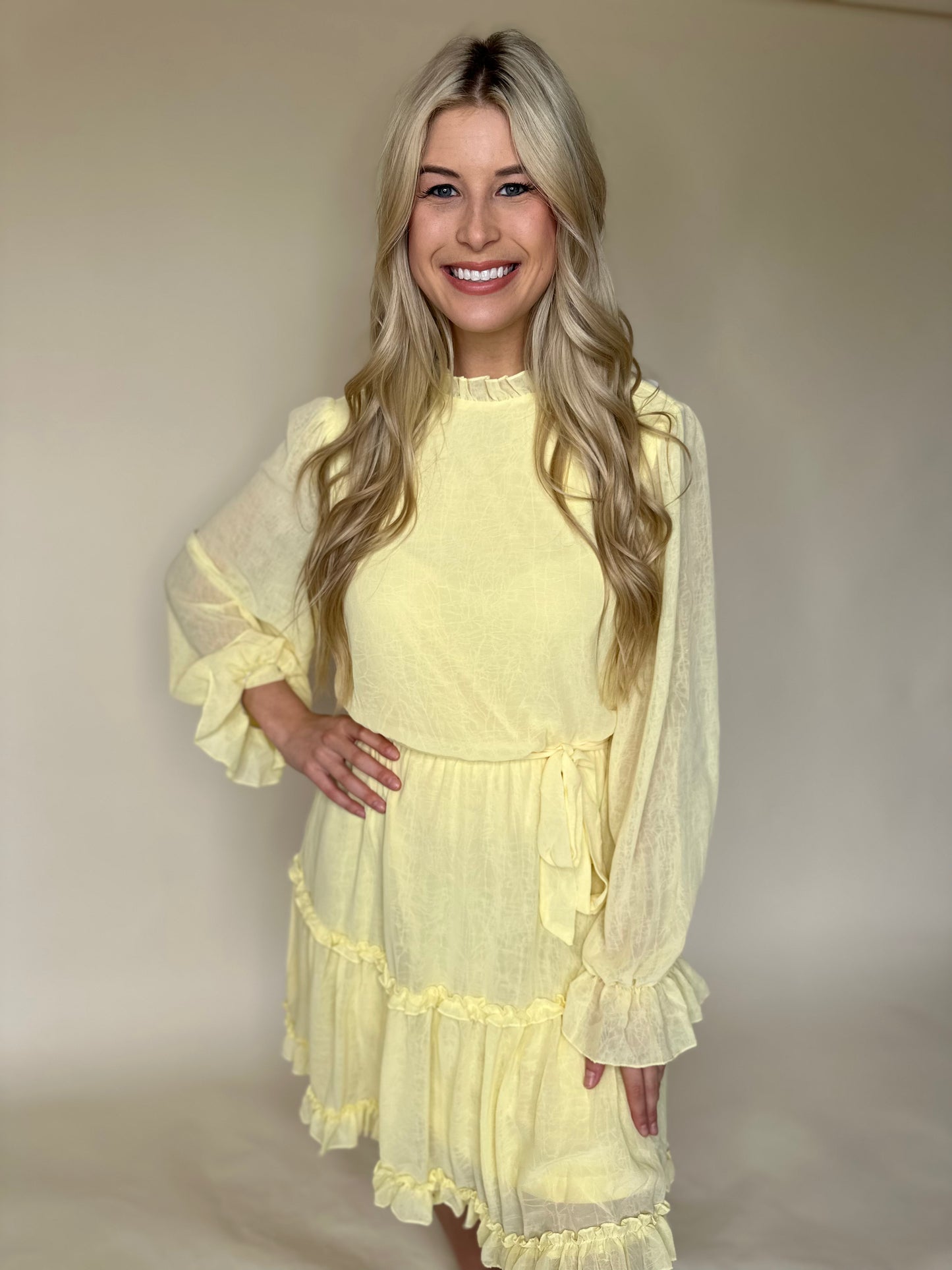 HIGH NECK LONG SLEEVE SUMMER DRESS