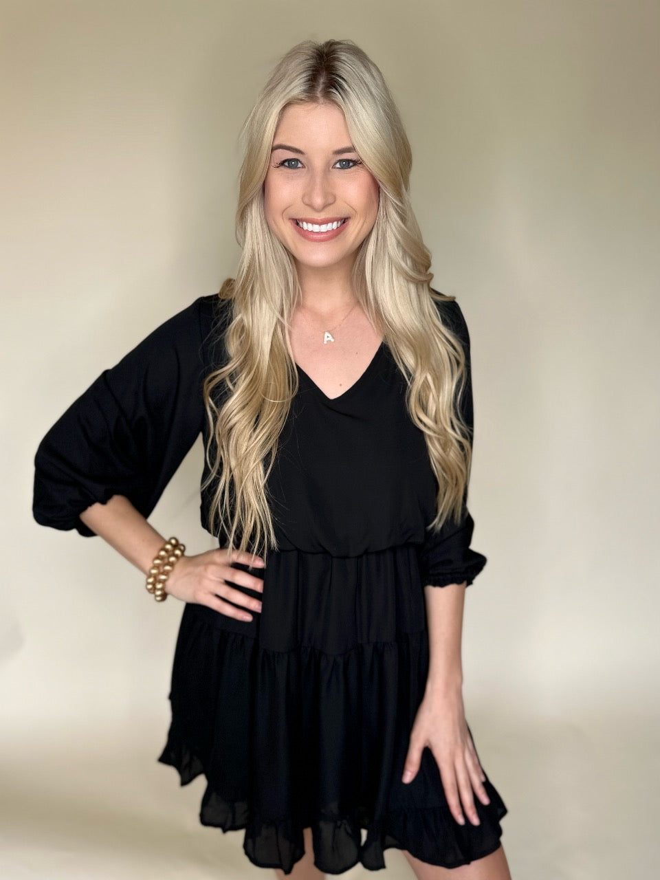 BLACK RUFFLED DRESS