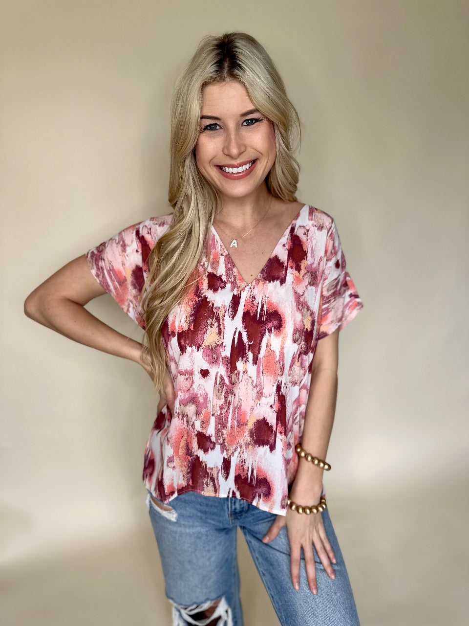 BLUSH PRINTED TOP
