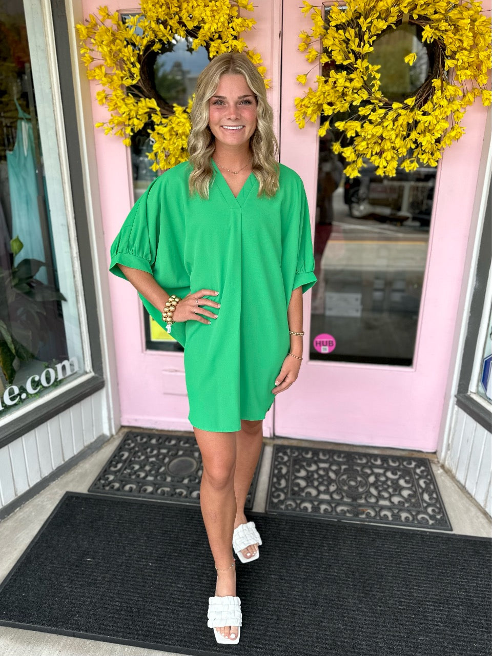KELLY GREEN OVERSIZED SHIRT DRESS