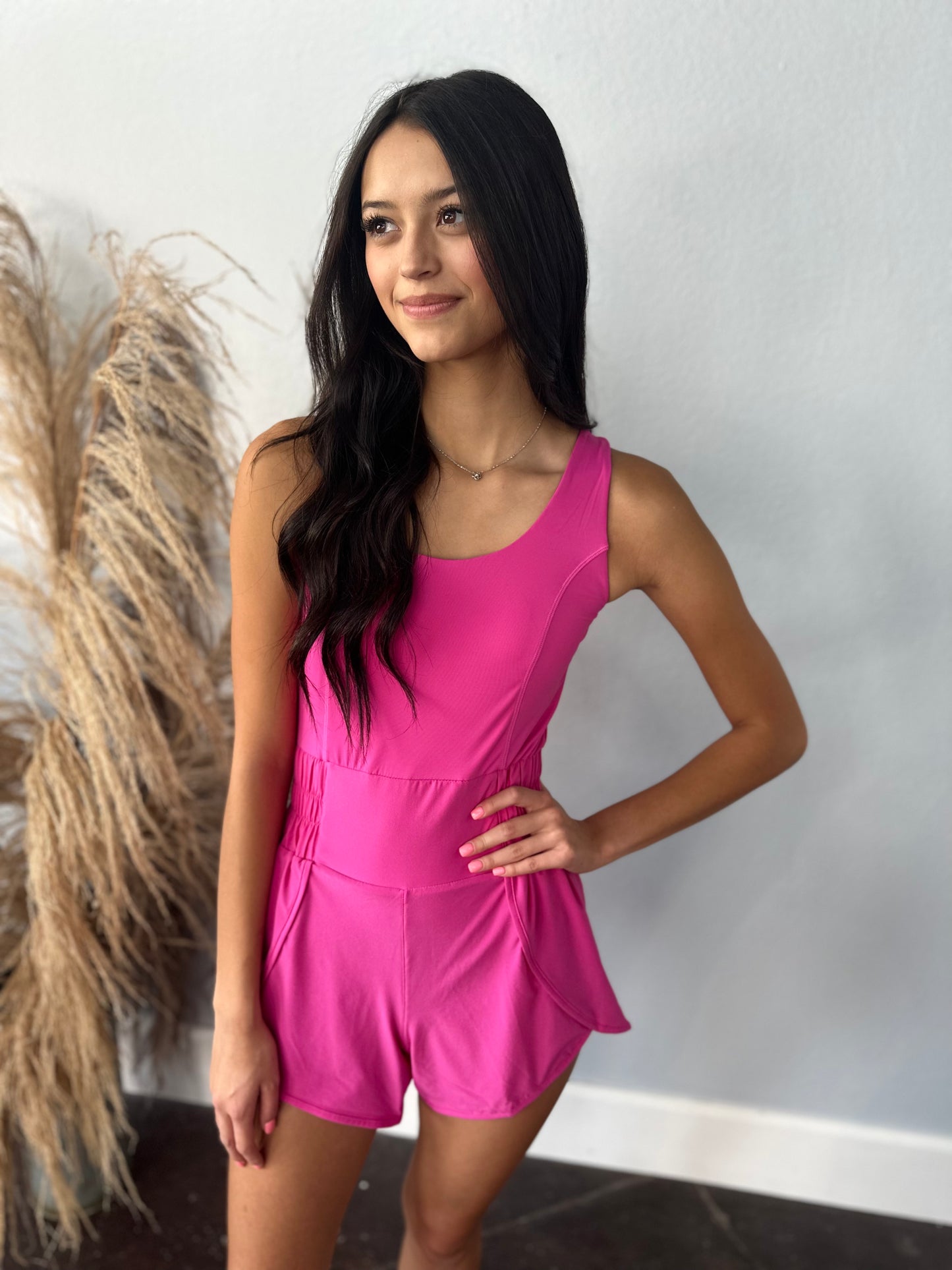 PINK GO TO SHORTSIE ROMPER