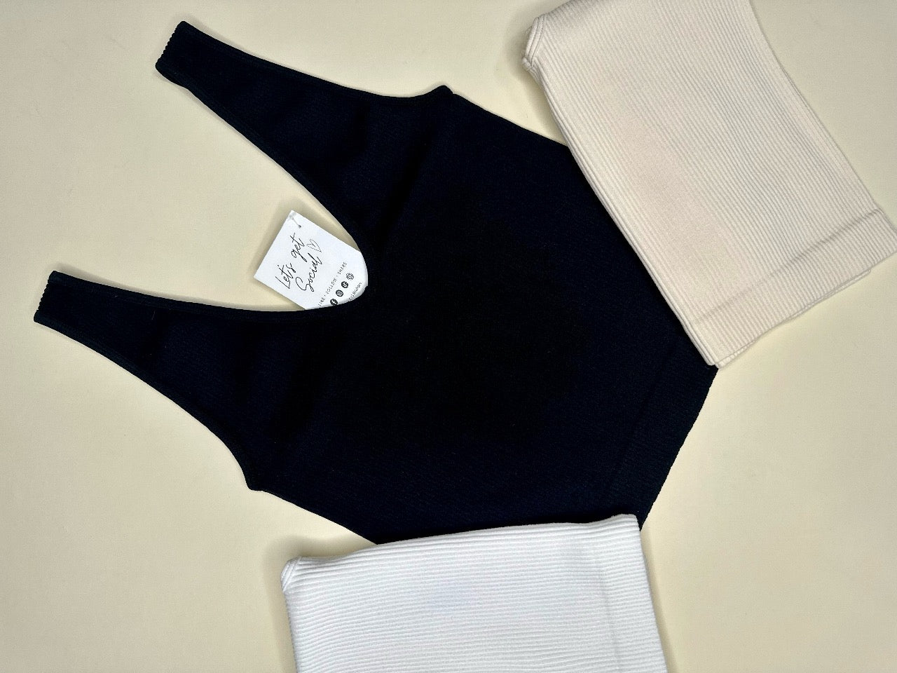 WHITE RIBBED ONE SIZE TANK