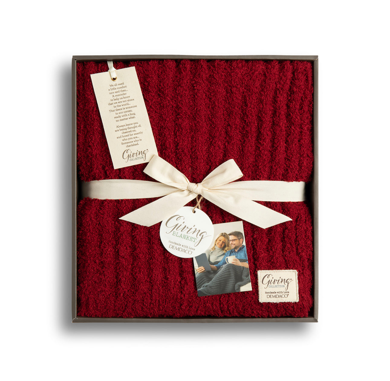RED RIBBED GIVING BLANKET