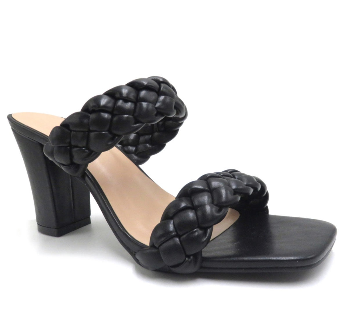 KASEY BLACK BRAIDED HEELS