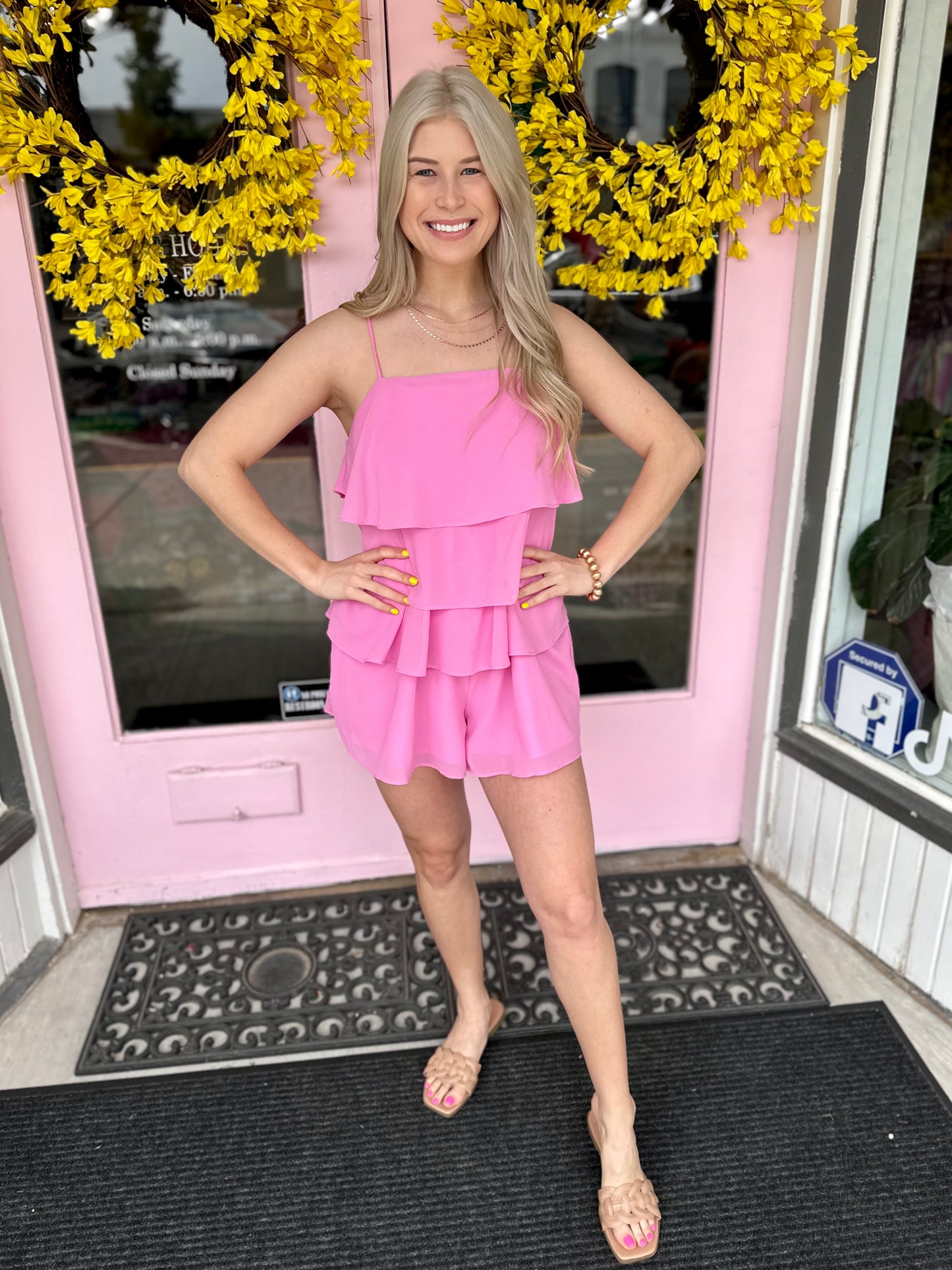 LIGHT PINK TIERED ROMPER