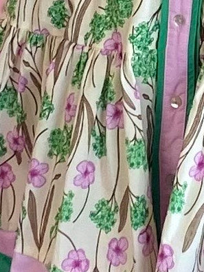 LT PINK/GREEN PUFF SLEEVE DRESS