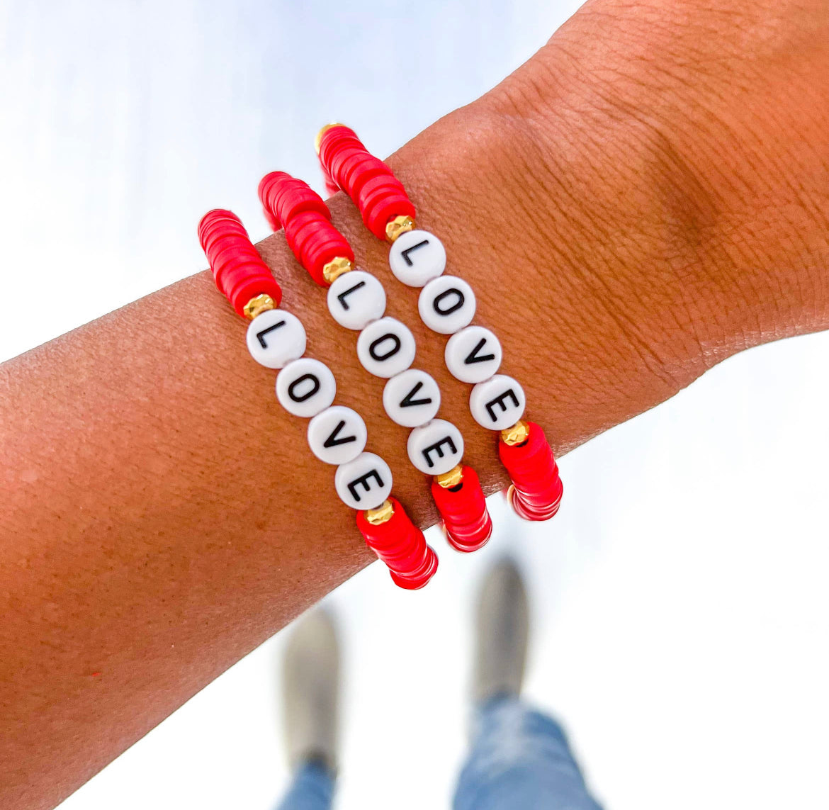 RED LOVE BEADED BRACELET