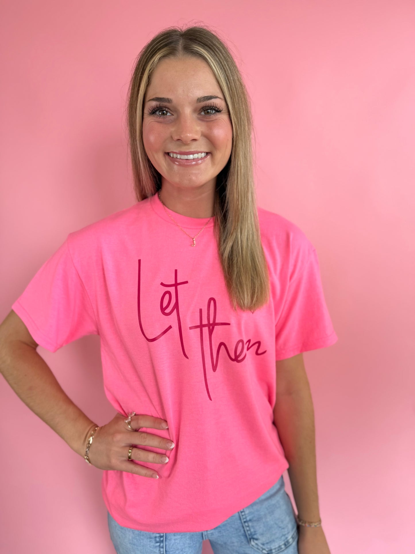 LET THEM PINK ON PINK TEE