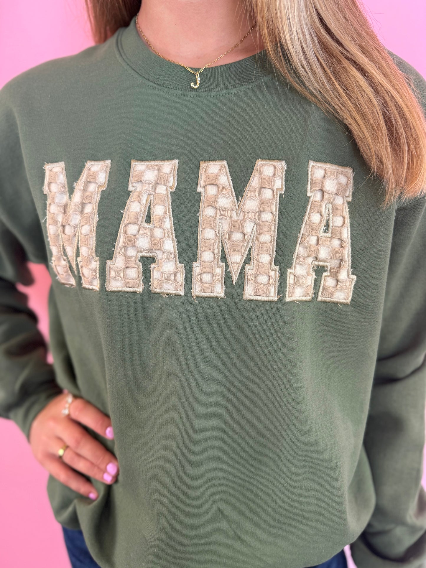 MAMA APPLIQUE EMBROIDERED SWEATSHIRT