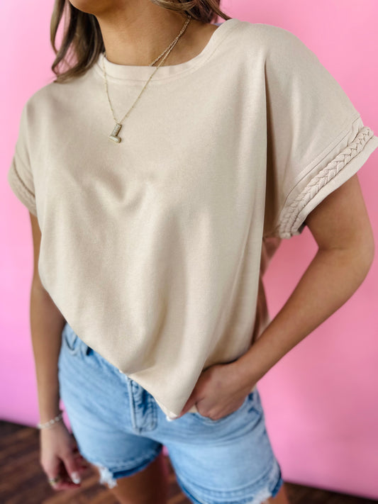 NOT SO BASIC TAN BRAIDED TOP