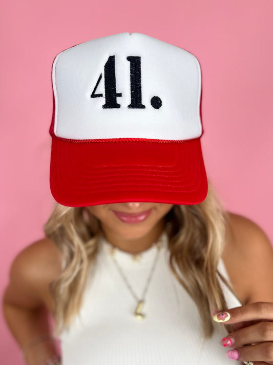 RED 41 TRUCKER HAT