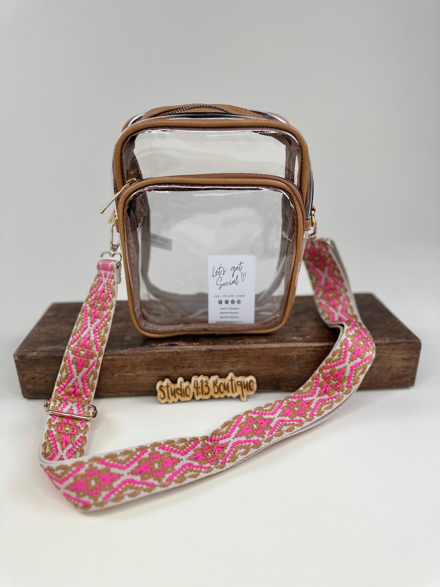 LIGHT BROWN CLEAR DOUBLE POCKET PURSE