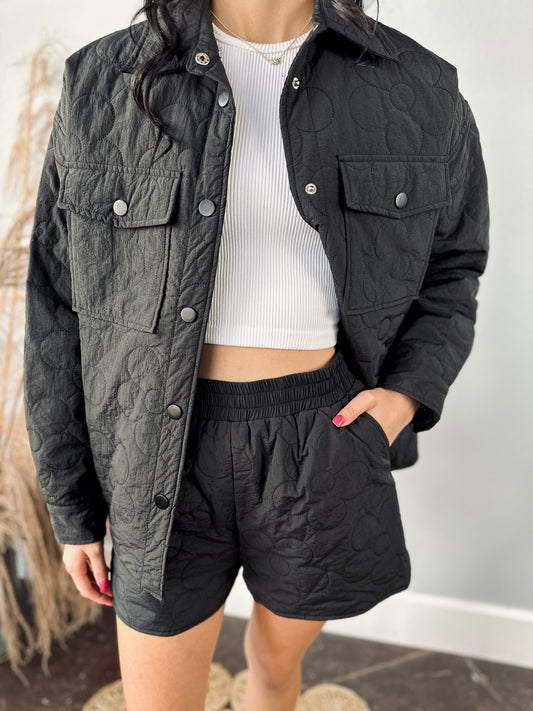 BLACK QUILTED SET