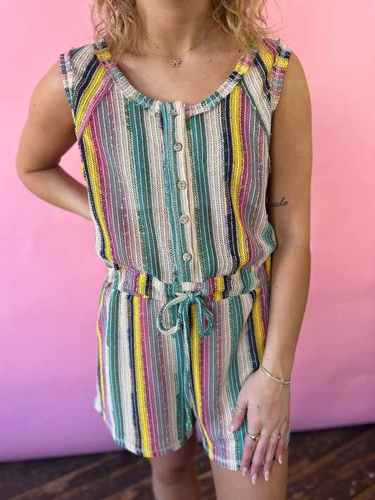 STRIPED CROCHET ROMPER