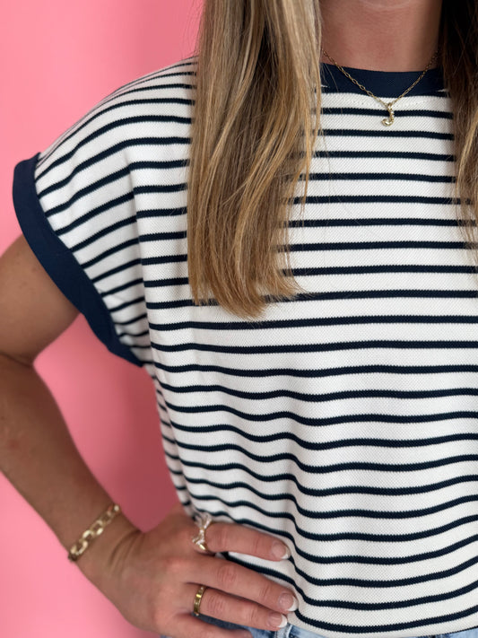 NAVY STRIPED EVERYDAY TOP