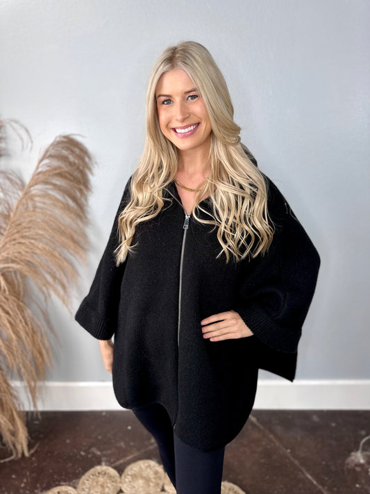 CLASSY BLACK ONE SIZE PONCHO