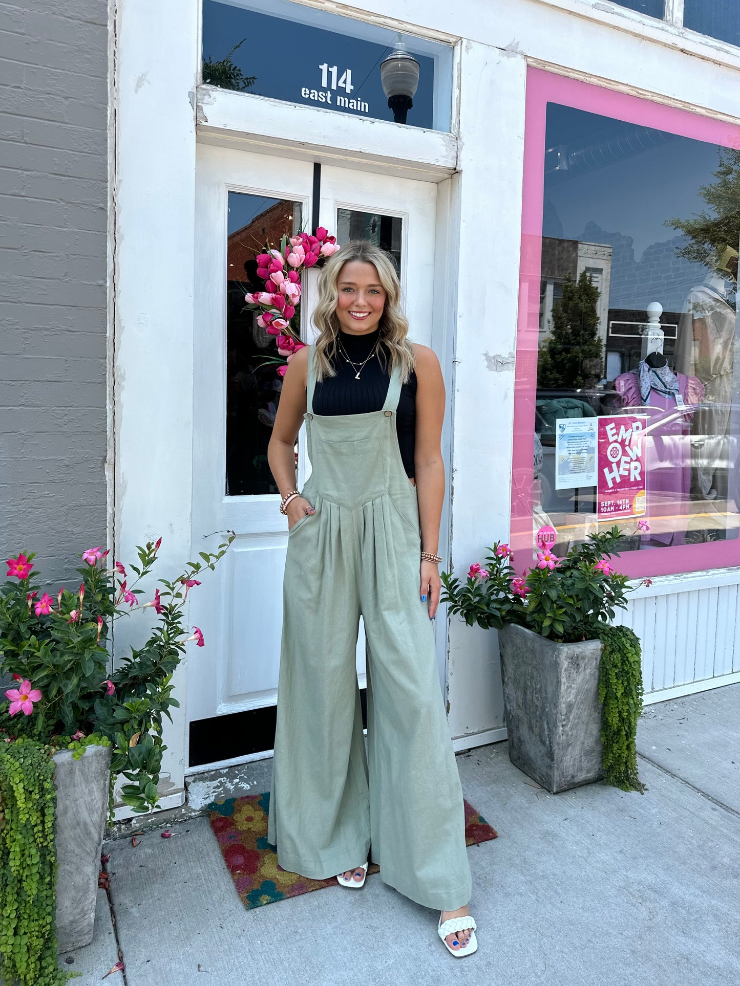 OLIVE LINEN FEEL JUMPSUIT