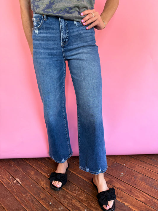 DARK DENIM NO HOLE JEANS