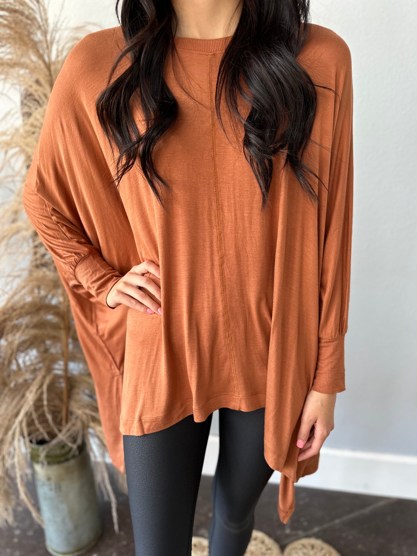 RUST 3/4 SLEEVE ONE SIZE TOP