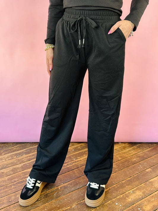 BLACK WIDE LEG PANTS