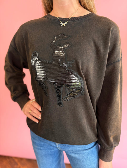 MINERAL WASH BLACK COWBOY SWEATSHIRT